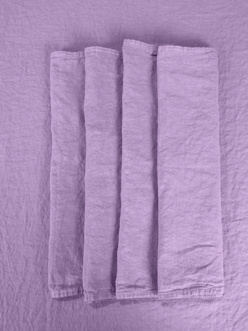 Conjunto de 4 guardanapos em linho lavado lavanda