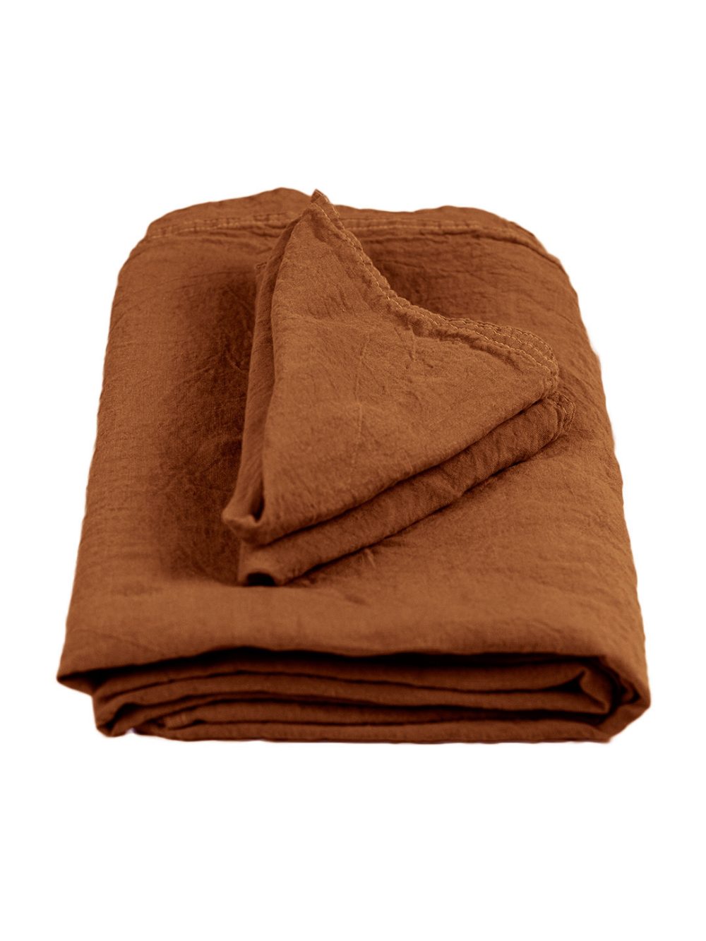 Toalha de mesa em linho lavado, cor castanho terracota, marca lecamaleon